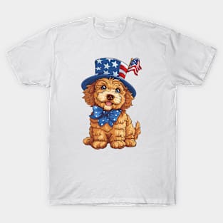 Cute Goldendoodle Celebrating 4th of July T-Shirt